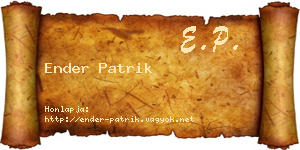 Ender Patrik névjegykártya